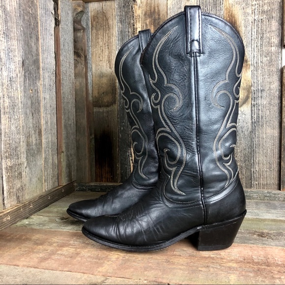 Vintage Shoes - Vintage ACME Black Cowboy Boot